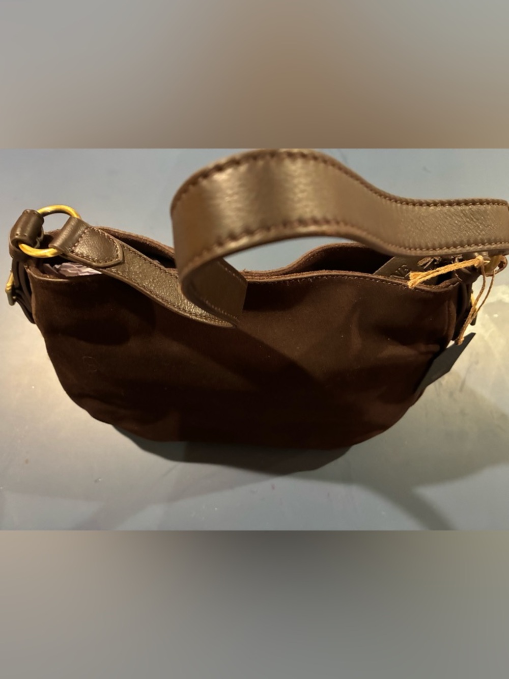 Classic Brown Suede Leather Shoulder Bag NWT - Picture 5 of 6